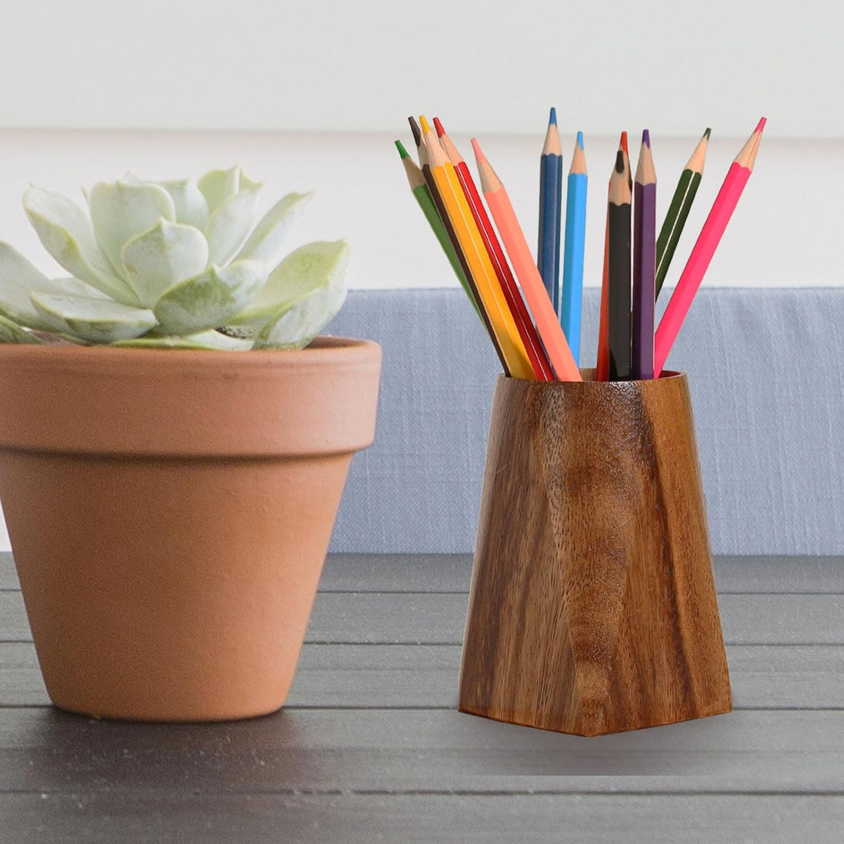 Tapered Acacia Pen Cup - view 2