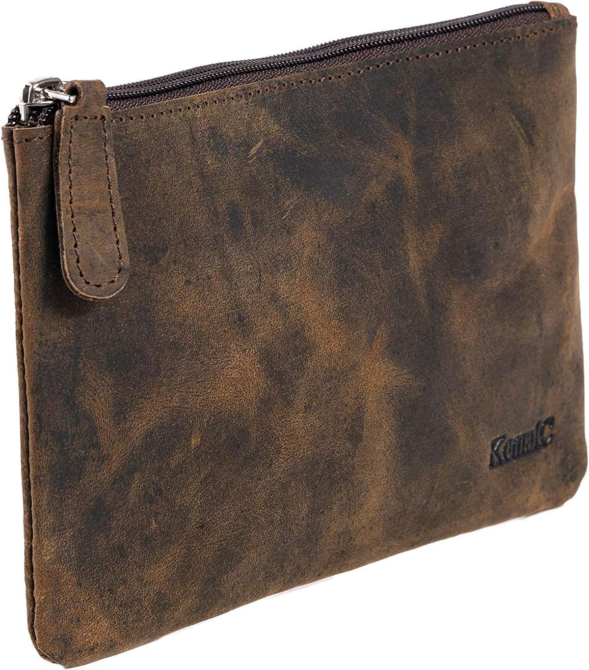 Brown Flat Zip Pencil Pouch - view 1
