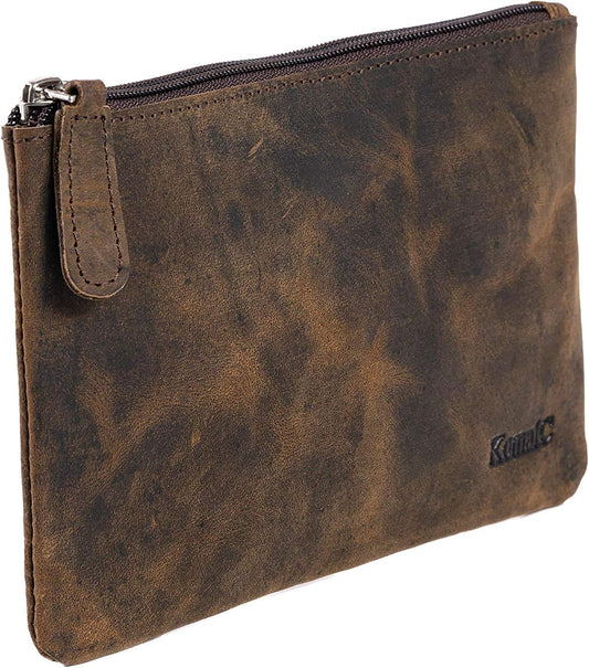 Brown Flat Zip Pencil Pouch - view 1