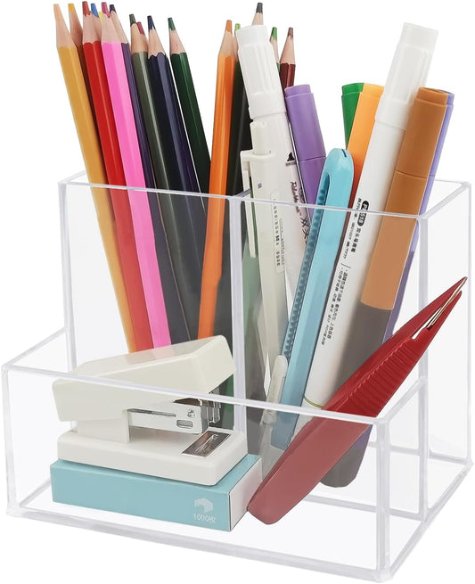 Clear Multi-Compartment Pen Holder - view 1