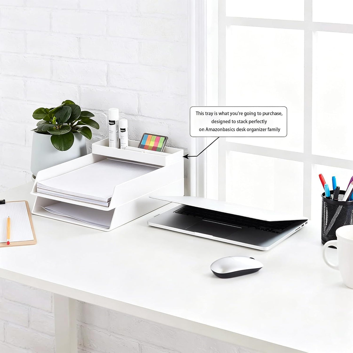 White Rectangular Desk Tray - view 2
