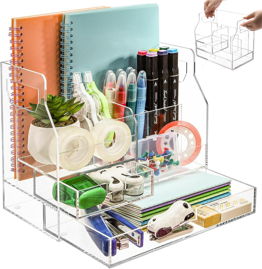 Clear Stationery Organizer with Drawer - view 1